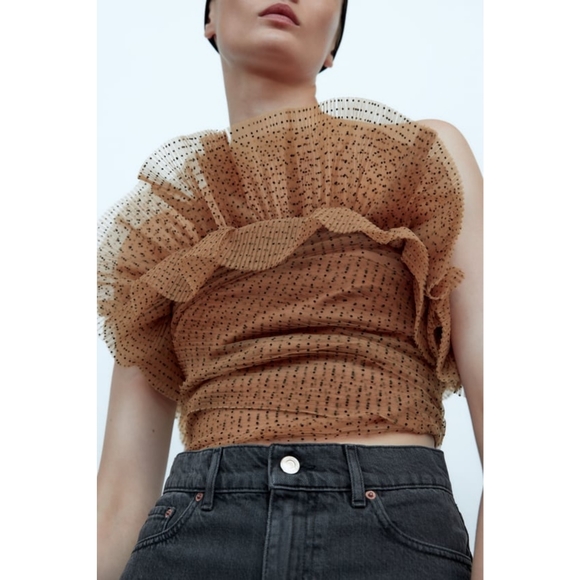 Zara tulle ruffle crop top - Picture 10 of 15
